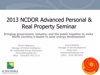 2013 NCDOR Advanced Personal &amp; Real Property Seminar