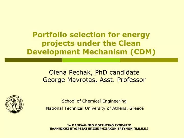 portfolio selection for energy projects under the clean development mechanism cdm