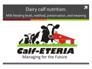 Dairy calf nutrition: Milk feeding level, method, preservation , and weaning