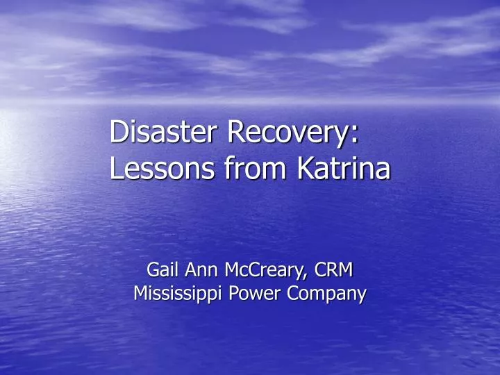 disaster recovery lessons from katrina