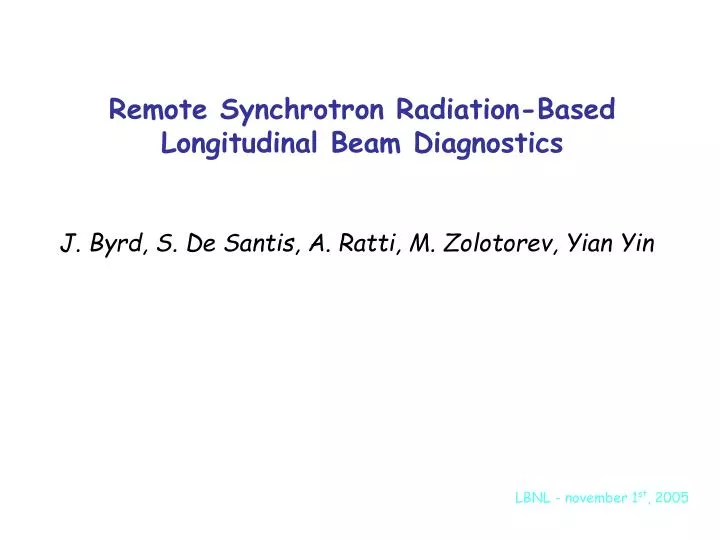 remote synchrotron radiation based longitudinal beam diagnostics