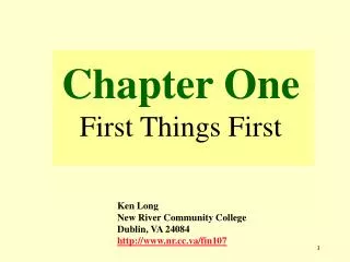 Chapter One First Things First