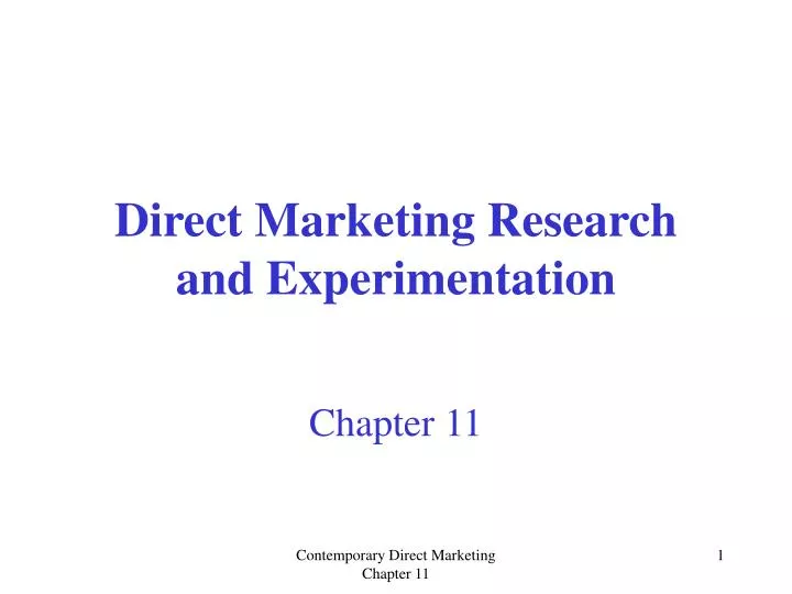 direct marketing research and experimentation