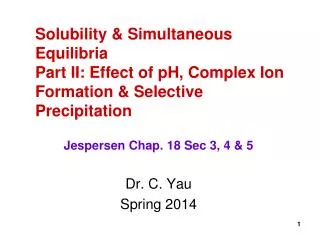 Dr. C. Yau Spring 2014