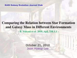 KASI Galaxy Evolution Journal Club