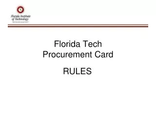Florida Tech Procurement Card