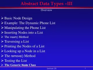 Abstract Data Types –III