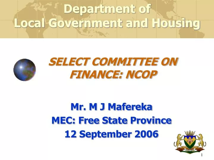 select committee on finance ncop