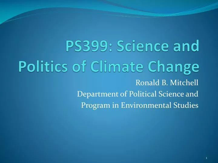ps399 science and politics of climate change