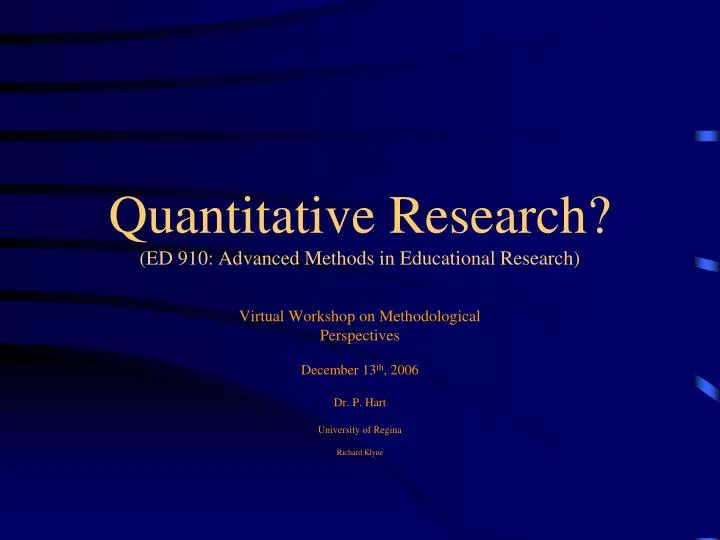 quantitative research ed 910 advanced methods in educational research