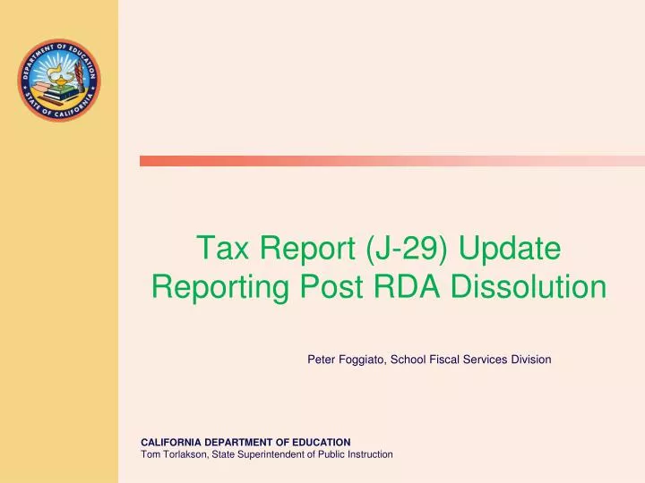 tax report j 29 update reporting post rda dissolution