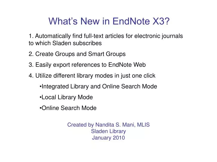 what s new in endnote x3
