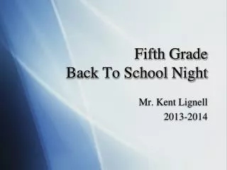 Fifth Grade Back To School Night
