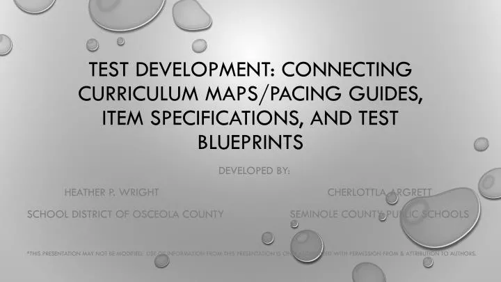 test development connecting curriculum maps pacing guides item specifications and test blueprints