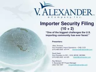 Importer Security Filing (10 + 2)