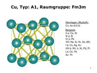 Cu, Typ: A1, Raumgruppe: Fm3m