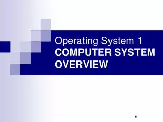 Operating System 1 COMPUTER SYSTEM OVERVIEW