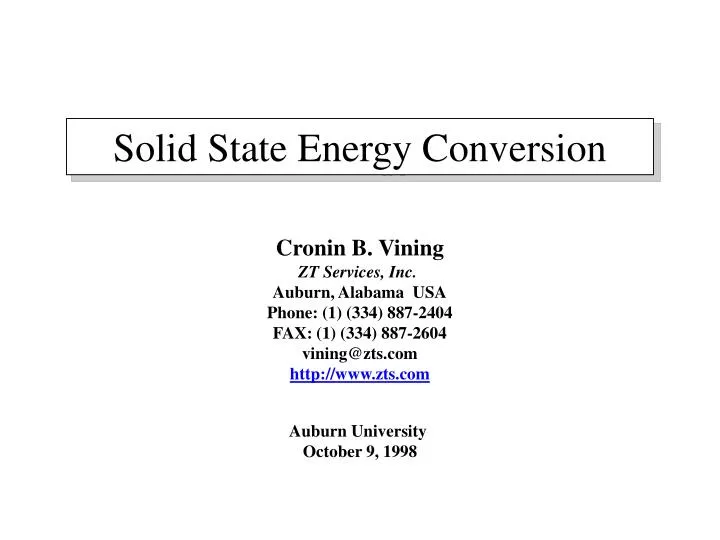 solid state energy conversion