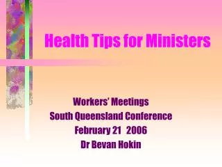 Health Tips for Ministers