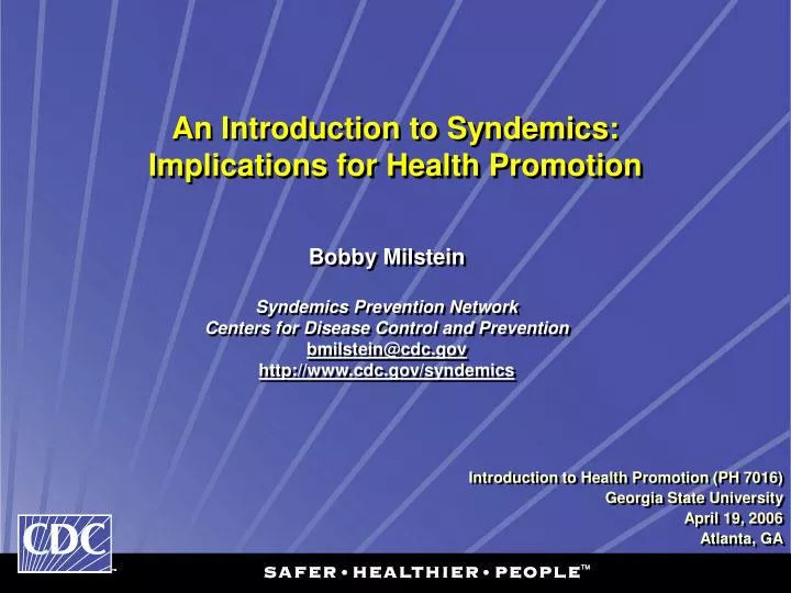 an introduction to syndemics implications for health promotion
