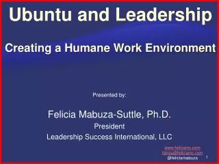 Ubuntu and Leadership Creating a Humane Work Environment