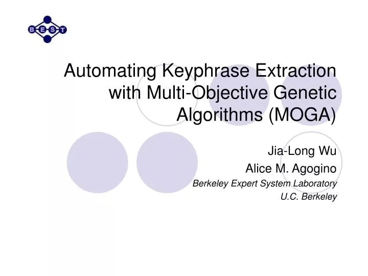 automating keyphrase extraction with multi objective genetic algorithms moga