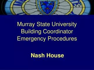 Murray State University Building Coordinator Emergency Procedures