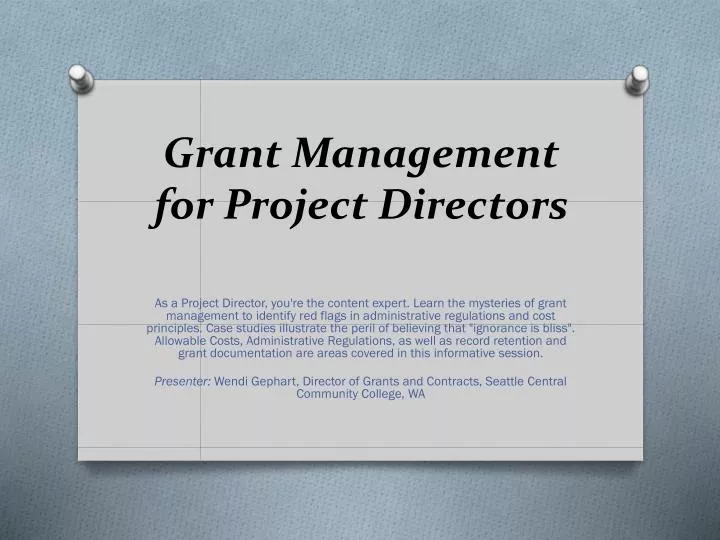 grant management for project directors