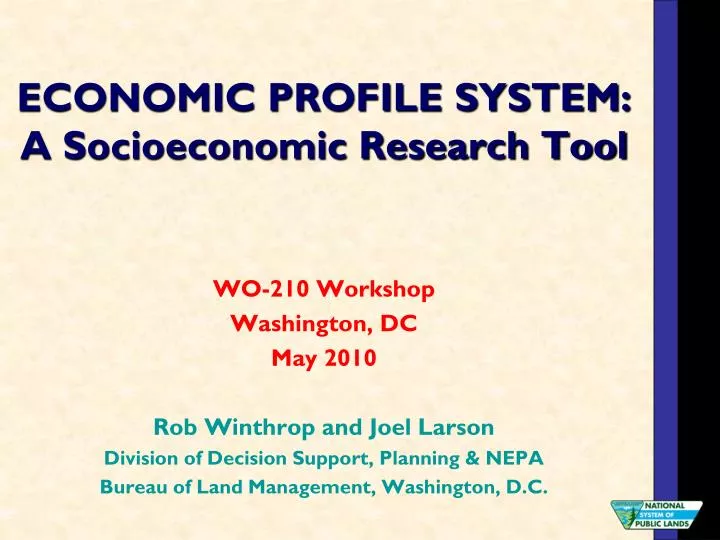 economic profile system a socioeconomic research tool