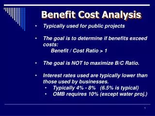 Benefit Cost Analysis