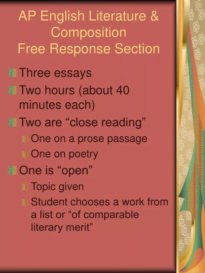 ap english literature composition free response section