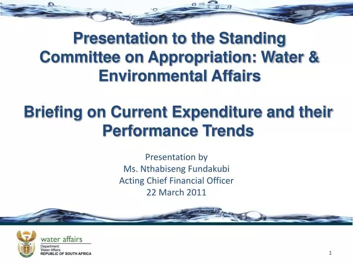 presentation to the standing committee on appropriation water environmental affairs