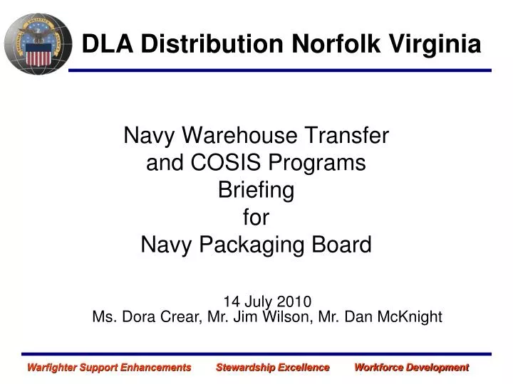navy warehouse transfer and cosis programs briefing for navy packaging board