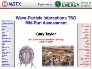 Wave-Particle Interactions TSG Mid-Run Assessment