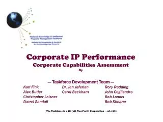 Corporate IP Performance Corporate Capabilities Assessment By