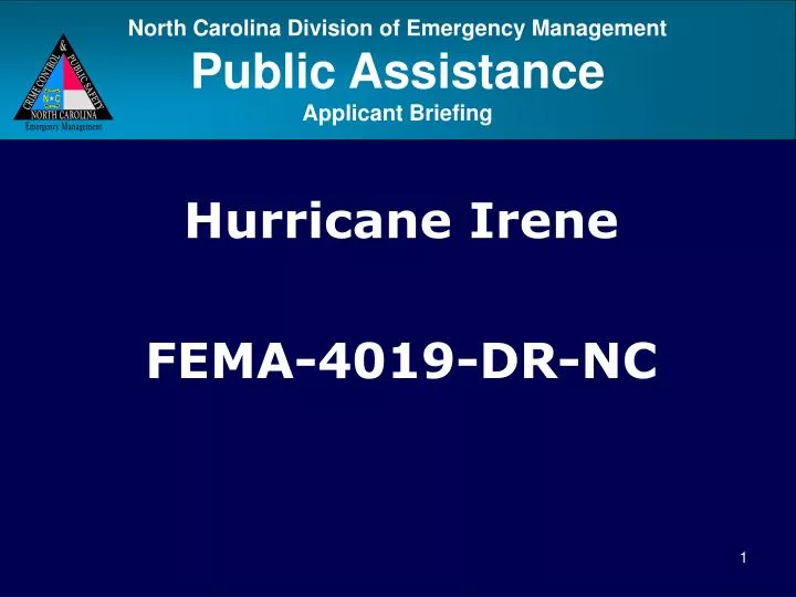 hurricane irene fema 4019 dr nc