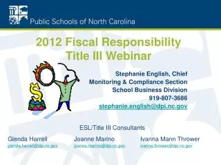 2012 Fiscal Responsibility Title III Webinar