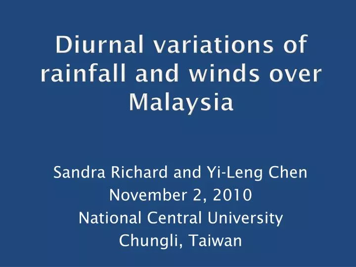 diurnal variations of rainfall and winds over malaysia