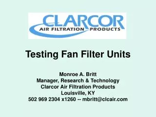 Testing Fan Filter Units