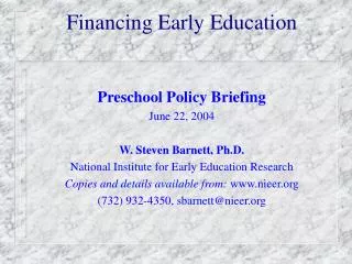 Financing Early Education
