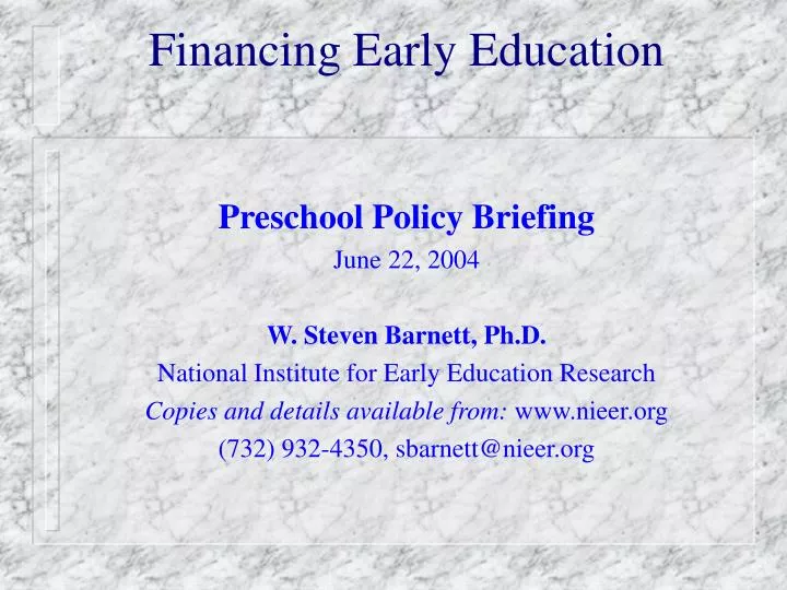 financing early education