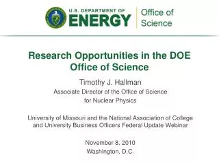 Research Opportunities in the DOE Office of Science