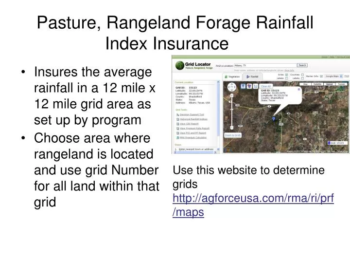 pasture rangeland forage rainfall index insurance