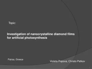 Investigation of nanocrystalline diamond films for artificial photosynthesis