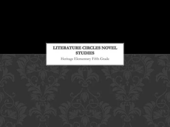 literature circles novel studies