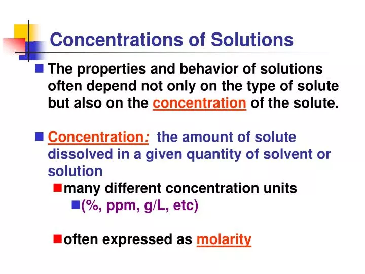 concentrations of solutions