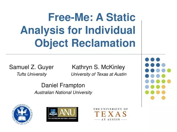 free me a static analysis for individual object reclamation