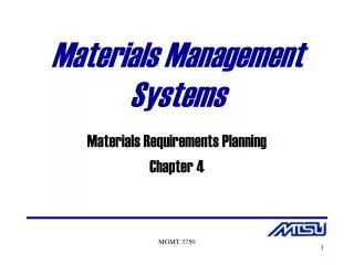 Materials Management Systems