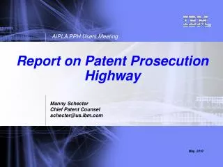 Report on Patent Prosecution Highway