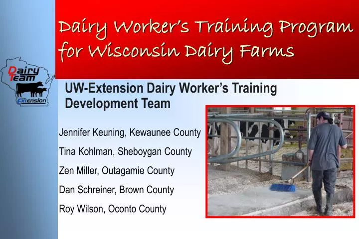 dairy worker s training program for wisconsin dairy farms